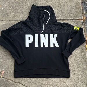 Black PINK Cowel neck with Leopard Print sweatshirt. Size large has been worn.